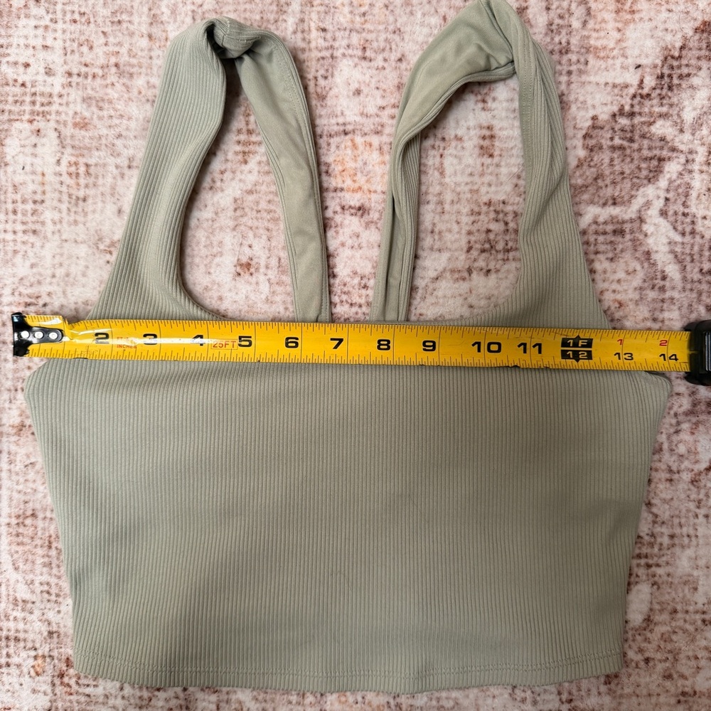 ALO Yoga Ribbed crop tank with built in Bra in light sage green. Size small - Picture 14 of 16